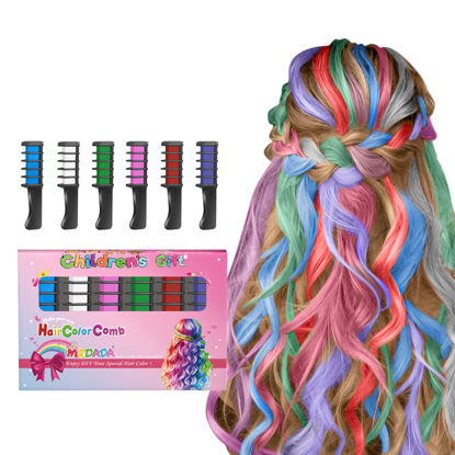 Picture of MSDADA New Hair Chalk Comb Temporary Hair Color Dye for Girls Kids with Light Color Hair, Washable Hair Chalk for Girls Age 4 5 6 7 8 9 10 Birthday Cosplay DIY, Easter, St Patrick's Day