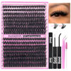 Picture of DIY Lash Extension Kit Volume Thick Lash Clusters 80D+100D 320 pcs Individual Lashes D Curl Eyelash Extension Kit Lash Bond and Seal and Tweezers for Lash Clusters Kit DIY at Home