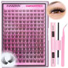 Picture of DIY Lash Extension Kit Natural Look Wispy Lash Clusters D Curl 154 pcs Lashes Clusters 8-16 mm Eyelash Extension Kit Lash Bond and Seal Lash Tweezers Individual Lashes Lash Cluster Kit For Beginners