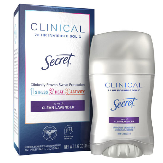 Picture of Secret Clinical Strength Antiperspirant and Deodorant Women, Lavender, 72 Hr Invisible Solid, 1.6 oz