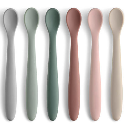 Picture of 6-Piece Silicone Feeding Spoons for First Stage Baby and Infant, Soft-Tip Easy on Gums I Training Spoon | Baby Utensils Feeding Supplies, Dishwasher & Boil-proof