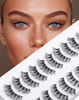 Picture of False Eyelashes 12mm Reusable False Lashes 3D Faux Mink Lashes Natural Look 14 mm Fluffy Cat Eye Wispy Lashes Pack 10 Pairs D7