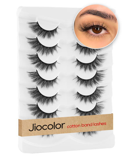 Picture of Jiocolor Lashes Mink False Eyelashes Natural Wispy Lashes Soft Faux Mink Lashes Fluffy False Lashes 17MM