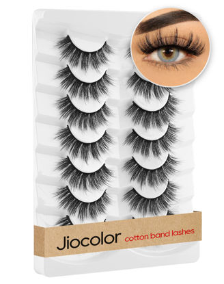 Picture of Jiocolor False Eyelashes Fluffy Lashes Natural Look 16mm Soft Wispy Faux Mink 3D 6D Volume 7 Pairs Packs X25 Fluffy Lashes