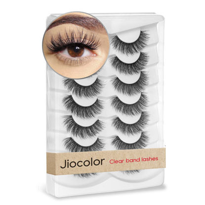 Picture of Eyelashes Faux lashes Cross Fluffy Natural Look False Eyelashes 7 Pairs Jiocolor Wispy Eyelashes Pack Soft Reusable Lashes DJ-6