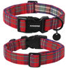 Picture of DOGWONG Christmas Cotton Dog Collar, Red Tartan Christmas Dog Collar Durable Soft Fabric Pet Dog Collar Cute Red Plaid Puppy Necklace for Small Medium Large Dog