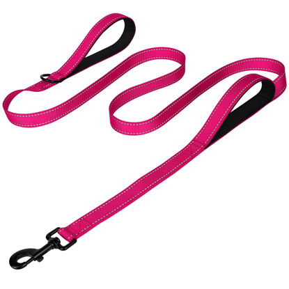 Picture of Joytale Dog Leash Heavy Duty for Large Dogs That Pull, Double Handle Dog Leash for Traffic Control, Double-Sided Reflective Leash for Night Safety, Dog Leash for Large Medium Dogs, 6FT, Hot Pink