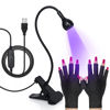 Picture of AORAEM Nail Lamp with UV Protection Gloves,3W LED Nail Manicure Dryer 35NM Curing Light with Black Gooseneck and Clamp for Gel Nails