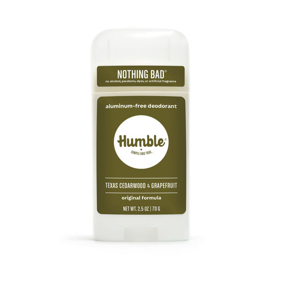 Picture of HUMBLE BRANDS Original Formula Aluminum-free Deodorant. Long Lasting Odor Control with Baking Soda and Essential Oils, Texas Cedarwood and Grapefruit, Pack of 1