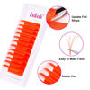 Picture of Colored Lash Extensions D Curl UV Light Neon Orange Eyelash Extensions Volume Lash Extensions 0.07 Mix Easy Fan Lash Extensions Color Lashes Extension (Orange-0.07D, 15-20mm)