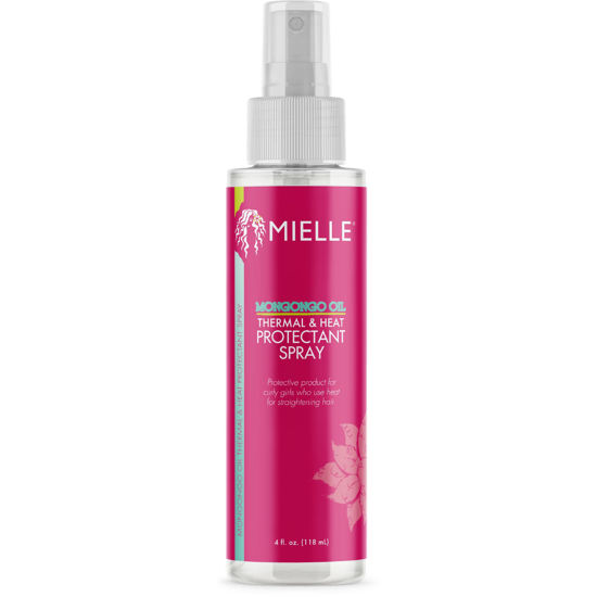 Picture of Mielle Mongongo Oil Thermal & Heat Protectant Spray, Protects Hair from Heat Damage, Intense Heat Defense, Curl Pattern Protection, Safe for All Hair Types, 4 Ounce