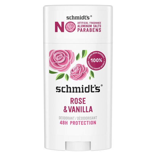 Picture of Schmidt's Aluminum-Free Vegan Deodorant Rose & Vanilla with 24 Hour Odor Protection for Women and Men, Natural Ingredients, Cruelty-Free, 2.65 oz