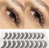 Picture of Veleasha Russian Strip Lashes with Clear Band Looks Like Eyelash Extensions D Curl Lash Strips 10 Pairs Pack (DT09)