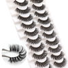 Picture of Veleasha Russian Strip Lashes with Clear Band Looks Like Eyelash Extensions D Curl Lash Strips 10 Pairs Pack (DT03)