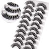 Picture of Veleasha Lashes Russian Strip Lashes Eyelashes with Clear Band Looks Like Eyelash Extensions D Curl Lash Strips 10 Pairs Pack (DT01)