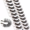 Picture of Veleasha Russian Strip Lashes with Clear Band Looks Like Eyelash Extensions D Curl Lash Strips 10 Pairs Pack (DT02)