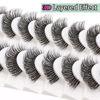 Picture of Veleasha Russian Strip Lashes with Clear Band Looks Like Eyelash Extensions D Curl Lash Strips 10 Pairs Pack (DT02)