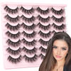 Picture of Wispy False Eyelashes Cat Eye Lashes Natural Look Fluffy Mink Lashes 16mm Strip Eyelashes Pack Wholesale 14 Pairs 4D Volume Multipack by TNFVLONEINS