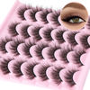 Picture of 14 Pairs False Eyelashes Natural Mink Lashes Fluffy Wispy Cat Eye Lashes 14mm 3D Volume Strip Fake Eyelashes Pack by TNFVLONEINS