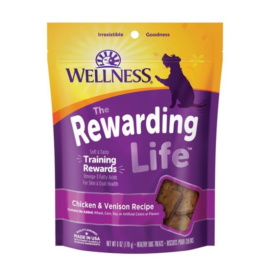 Picture of Wellness Rewarding Life Grain-Free Soft Dog Treats, Made in USA with Healthy Ingredients, Ideal for Training (Chicken & Venison Recipe, 6-Ounce Bag)