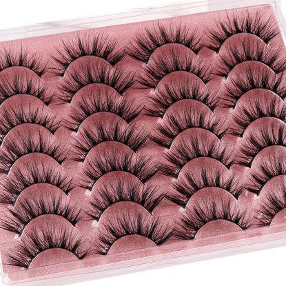 Picture of False Eyelashes Wispy Lashes Natural Look Eye Lashes Cat Eye Fake Eyelashes C Curl False Lashes Fluffy Handmade Light Volume Eyelashes 14 Pairs Pack by zanlufly