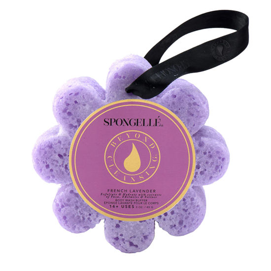 Picture of Spongelle French Lavender Wild Flower Buffer Body Scrubber | Bath & Shower Loofah for Women | Exfoliator with Body Wash Infused Sponge | 14+ uses