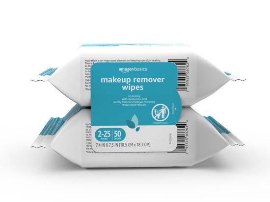 Picture of Amazon Basics Hydrating Makeup Remover Wipes, 50 wipes (Pack of 2)