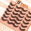 Picture of False Eyelashes Fluffy Cat-Eye Lashes D Curl Wispy Eyelashes 19mm Natural False Lashes 12 Pairs Volume Thick Fake Eyelashes by TOOCHUNAG