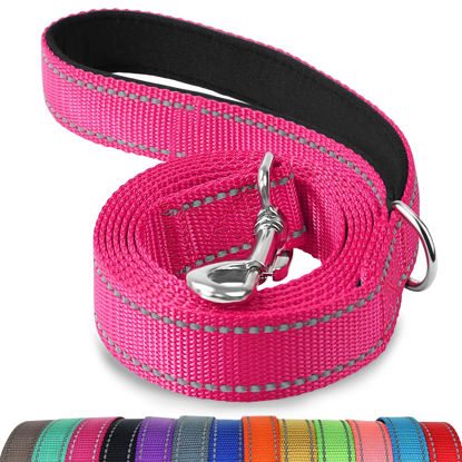 Picture of Joytale Double-Sided Reflective Dog Leash, 6 FT/5 FT/4 FT, Padded Handle Nylon Dogs Leashes for Medium & Large Dogs Walking, Hotpink, 5FT