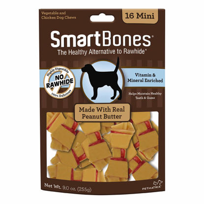 Picture of SmartBones Rawhide-Free Peanut Butter Mini Bones 16 Count (Pack of 1)