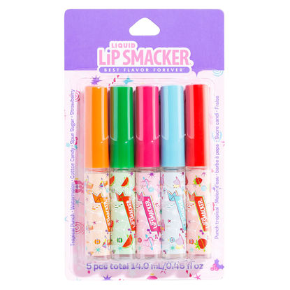 Picture of Lip Smacker Holiday Original & Best Flavored Lip Gloss Party Pack, Tropical Punch, Watermelon, Cotton Candy, Spun Sugar, Strawberry