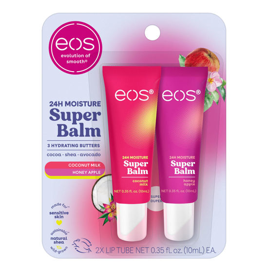 Picture of eos 24H Moisture Super Balm- Coconut Milk & Honey Apple, Lip Mask, Day or Night Lip Treatment, Made for Sensitive Skin, 0.35 fl oz, 2-Pack