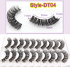 Picture of Veleasha Russian Strip Lashes with Clear Band Looks Like Eyelash Extensions D Curl Lash Strips 10 Pairs Pack (DT04)