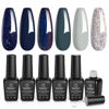 Picture of beetles Gel Polish Set- 6 Colors Starry Nightfall Sparkly Navy Blue Gel Nail Polih Sliver Glitter Gel Polish Kit Nail Art Design Soak Off Uv Nail Lamp Gel Nail Kit Gel Nail Polish Colors