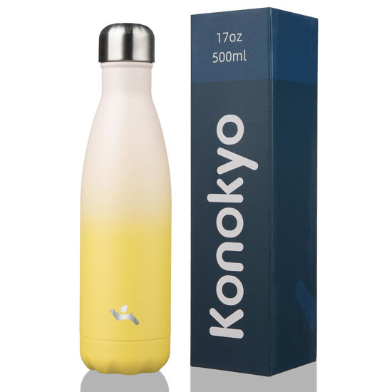 Picture of Konokyo Insulated Water Bottles,17oz Double Wall Stainless Steel Vacumm Metal Flask for Sports Travel,Lemon