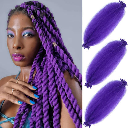 Picture of Marley Twist Braiding Hair 12 Inch Pre-separated Springy Afro Twist Hair 3 Packs Marley Hair for Faux Locs Afro Spring Twist Hair Extensions (12 Inch (Pack of 3), Purple#)