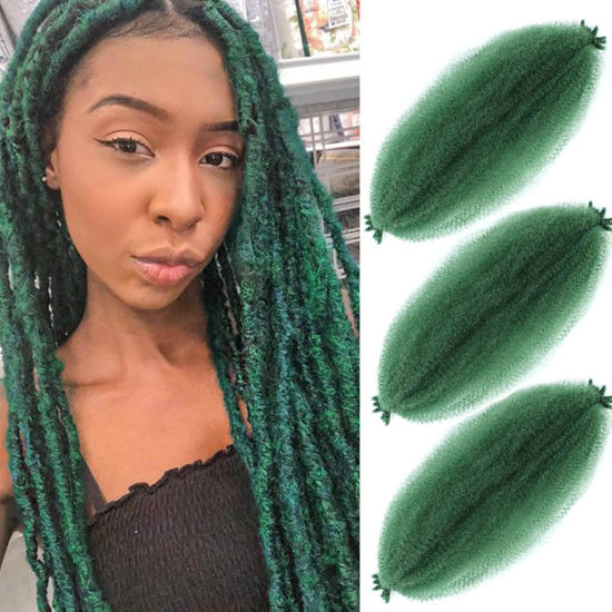 Picture of Marley Twist Braiding Hair 12 Inch 3 Packs Pre-separated Springy Afro Twist Hair Marley Hair for Faux Locs Afro Spring Twist Hair Extensions (12 Inch (Pack of 3), Green#)