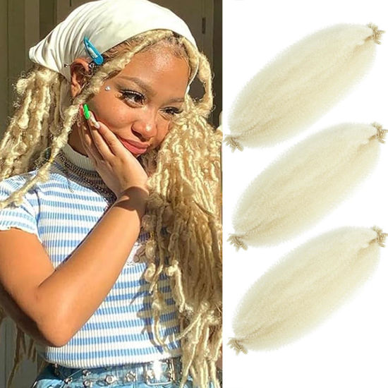 Picture of Afro Twist Hair 12 Inch 3 Packs, Springy Afro Twist Hair Pre Fluffed Spring Twist Hair Pre Stretched Wrapping Hair for Soft Locs Hair Extensions (12 Inch (Pack of 3), 613#)