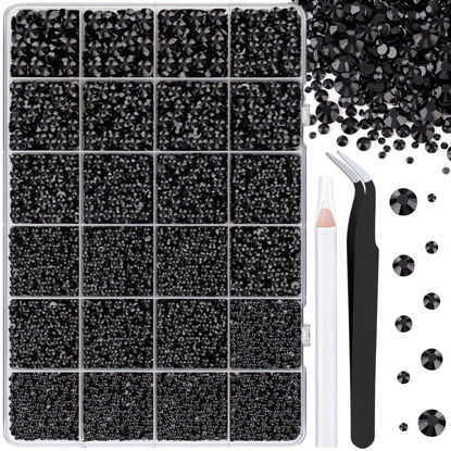 Picture of 25000Pcs Resin Jelly Rhinestones for Crafting, Black 2-6mm Mixed Sizes Non Hotfix Flatback Gems, Bedazzling Crystal for DIY Crafts Clothing Tumblers Mugs Shoes Fabric Nail Art