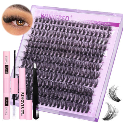 Picture of Lash Clusters Kit Fluffy Lash Extension Kit Wispy 8-16mm Natural Lashes Clusters 240pcs Eyelash Extension Clusters 30D Individual Lashes with Lash Bond and Seal Lash Remover Lash Tweezers by Winifred