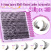 Picture of Lash Clusters Kit Fluffy Lash Extension Kit Wispy 8-16mm Natural Lashes Clusters 240pcs Eyelash Extension Clusters 30D Individual Lashes with Lash Bond and Seal Lash Remover Lash Tweezers by Winifred