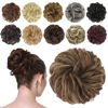 Picture of FESHFEN Messy Hair Bun Hair Pieces Elastic Wavy Curly Hair Bun Scrunchies Extensions Synthetic Chignon Hairpieces for Women Girls, Light Ash Brown Mixed Golden Brown 1 PCS