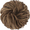 Picture of FESHFEN Messy Hair Bun Hair Pieces Elastic Wavy Curly Hair Bun Scrunchies Extensions Synthetic Chignon Hairpieces for Women Girls, Light Ash Brown Mixed Golden Brown 1 PCS