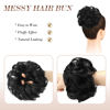 Picture of FESHFEN Messy Bun Hair Piece Hair Bun Scrunchies Off Black Synthetic Black Wavy Chignon Ponytail Hair Extensions Thick Updo Hairpieces for Women Girls 1PCS