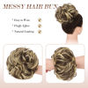 Picture of FESHFEN Messy Hair Bun Hair Pieces Elastic Wavy Curly Hair Bun Scrunchies Extensions Synthetic Chignon Hairpieces for Women Girls, Light Brown & Blonde 1 PCS