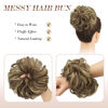 Picture of FESHFEN Messy Bun Hair Piece Hair Bun Scrunchies Hairpieces for Women Synthetic Wavy Curly Chignon Ponytail Hair Extensions Thick Updo Hairpiece for Daily Wear 1PCS, Blonde & Medium Brown