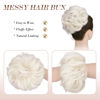 Picture of FESHFEN Messy Hair Bun Hair Pieces Elastic Wavy Curly Hair Bun Scrunchies Extensions Synthetic Chignon Hairpieces for Women Girls, White Blonde 1 PCS