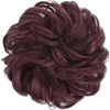 Picture of FESHFEN Messy Bun Hair Piece Hair Bun Scrunchies Synthetic Wine Red Wavy Curly Burgundy Chignon Ponytail Hair Extensions Thick Updo Hairpieces for Women Girls 1PCS