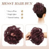 Picture of FESHFEN Messy Bun Hair Piece Hair Bun Scrunchies Synthetic Wine Red Wavy Curly Burgundy Chignon Ponytail Hair Extensions Thick Updo Hairpieces for Women Girls 1PCS