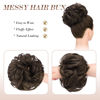 Picture of FESHFEN Messy Hair Bun Hair Pieces Elastic Wavy Curly Hair Bun Scrunchies Extensions Synthetic Chignon Hairpieces for Women Girls, Chocolate Brown with Dark Brown 1 PCS